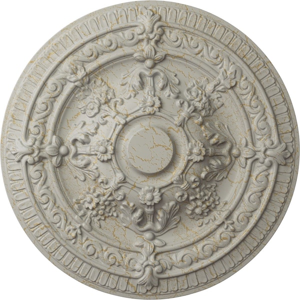 Ekena Millwork Vincent Ceiling Medallion (Fits Canopies up to 6"), Hand-Painted Pot of Cream Crackle, 26"OD x 3"P CM26VIPCC - main